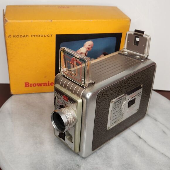 Vtg Kodak Brownie 8MM Model 2 Movie Camera 2 Lenses Box USA Made No Film Prop